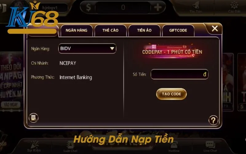 Hướng Dẫn Nạp Tiền Ku68